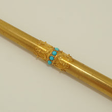 Load image into Gallery viewer, Antique French 18K gold dip pen turquoise stones victorian
