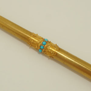 Antique French 18K gold dip pen turquoise stones victorian