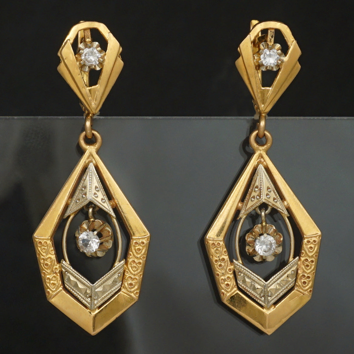 Art deco clearance gold earrings