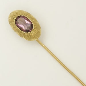 Antique French 18K Gold & Amethyst Gemstone Stickpin Pin Brooch