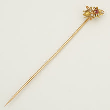 Load image into Gallery viewer, Antique Victorian French 18K Gold Diamond &amp; Ruby Figural Bee Stickpin Pin Brooch
