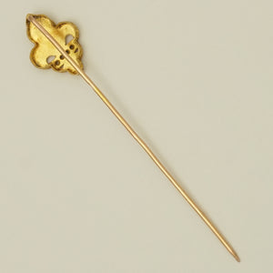 Antique French Victorian 18K Gold Diamond Fleur De Lis / Lys Stickpin Pin Brooch