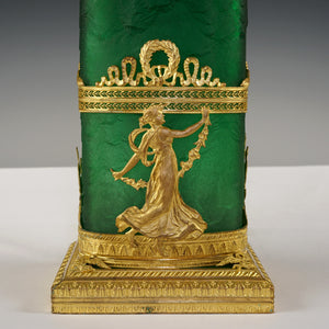 Neoclassical Empire gilt bronze ormolu dancing nymph Napoleon III era French vase 