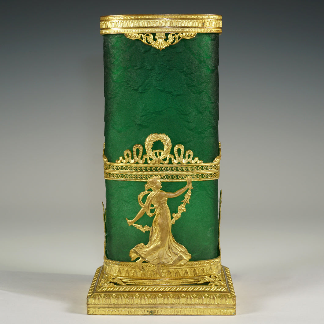 french cameo legras mont joye vase green empire gilt bronze antiques neoclassical Napoleon III era decor