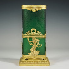 Load image into Gallery viewer, Legras acid etched cameo glass vase emerald green gilt bronze ormolu Napoleon III French
