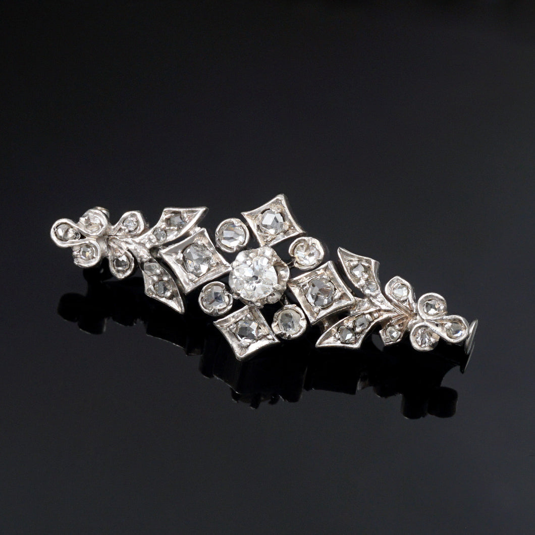 art deco palladium diamond brooch pin