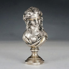 Load image into Gallery viewer, Antique French Silvered Bronze Wax Seal Desk Stamp Double Sided
