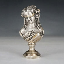 Load image into Gallery viewer, Antique French Silvered Bronze Wax Seal Desk Stamp Double Sided
