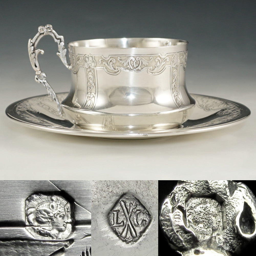 French sterling silver cup & saucer