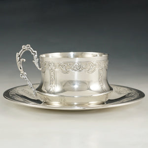 Antique French Sterling Silver Cup & Saucer Set