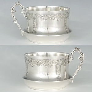 Antique French Sterling Silver Cup & Saucer Set