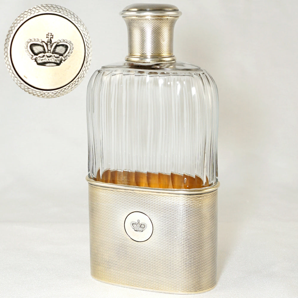 Antique French Sterling Silver Liquor Whiskey Hip Flask by Gustave Keller