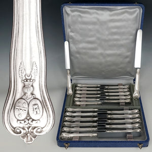 Antique French 24pc Silver & Carved Ivory Handled Table Knife Set, Sta –  Antiques & Uncommon Treasure