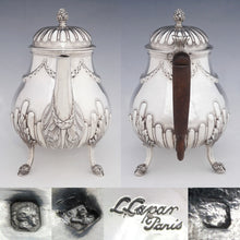 Load image into Gallery viewer, Antique French Sterling Silver Teapot or Coffee Pot | Hoof Feet, Empire Style Acanthus &amp; Gadroon Pattern
