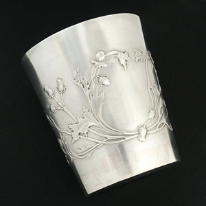 Antique French Sterling Silver Tumbler Cup, Thistle Pattern