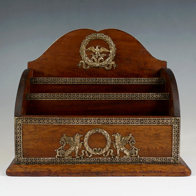 antique french wood empire letter stationary rack