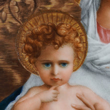 Load image into Gallery viewer, Antique French Hand Painted Porcelain Plaque Virgin Mary &amp; Baby Jesus Portrait
