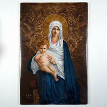 Load image into Gallery viewer, Antique French Hand Painted Porcelain Plaque Virgin Mary &amp; Baby Jesus Signed &amp; Dated 1894 | Religious Miniature Portrait Painting, Madonna Mother &amp; Child
