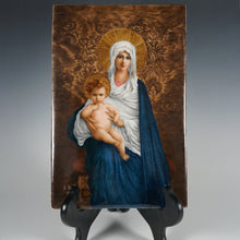 Load image into Gallery viewer, Antique French Hand Painted Porcelain Plaque Virgin Mary &amp; Baby Jesus Signed &amp; Dated 1894 | Religious Miniature Portrait Painting, Madonna Mother &amp; Child
