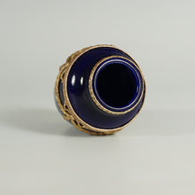 Load image into Gallery viewer, Antique French Paul Milet Sevres Ceramic Cobalt Vase Empire Bronze Mounts
