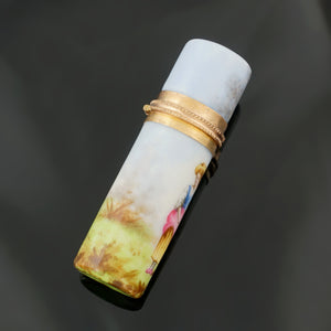 Antique Hand Painted Porcelain Scent Perfume Bottle