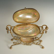 Load image into Gallery viewer, Large Antique French Palais Royal Mother of Pearl Egg Shaped Ormolu Jewelry Trinket Box
