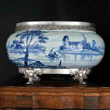 Load image into Gallery viewer, Antique French Sevres Paul Milet Sterling Silver Footed Jardiniere Centerpiece
