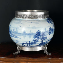 Load image into Gallery viewer, Antique French Sevres Paul Milet Sterling Silver Footed Jardiniere Centerpiece
