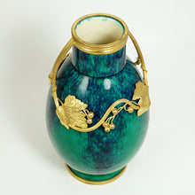 Load image into Gallery viewer, Antique French Sevres Paul Milet Ceramic Vase, Art Nouveau Gilt Bronze Ormolu, Flambe Glaze
