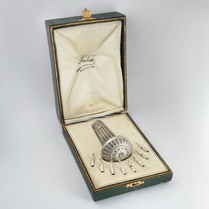 Antique French .800 Silver Hidden Compact Mirror & Parasol / Umbrella Handle Set, or Dress Cane Handle, Original Box