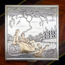 Load image into Gallery viewer, French 18K Gold &amp; Silver Compact Mirror, Clerc PARIS, Ruby &amp; Sapphires
