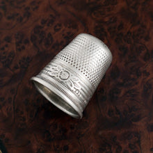 Load image into Gallery viewer, Vintage .800 Silver Sewing Thimble French Weevil Hallmark, Rose Floral Border
