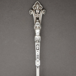 PUIFORCAT : Antique French Sterling Silver Asparagus Server, Figural Caryatid Handle