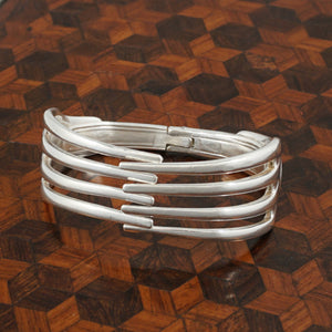 French Sterling Silver Fork Cuff Bracelet Bangle, Artisan Jewelry