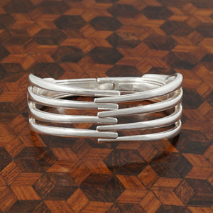 French Sterling Silver Fork Cuff Bracelet Bangle, Artisan Jewelry