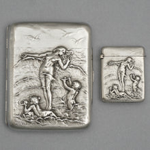 Load image into Gallery viewer, Art Nouveau French 800 Silver Cigarette Case Match Safe Vesta Box Set Nude Venus
