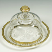 Load image into Gallery viewer, Antique French Sterling Silver Glass Cheese Pastry Bell Dome with Platter Gilt Vermeil
