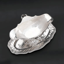 Load image into Gallery viewer, Antique French Sterling Silver Gravy Boat Leon Lapar Heraldic Crown Engraving
