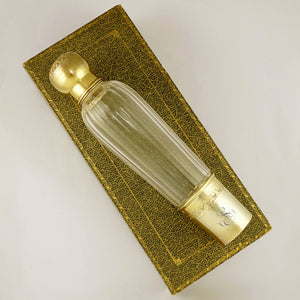 Antique French Sterling Silver Gold Vermeil Liquor Flask, Cut Glass Traveling / Opera Spirits Bottle