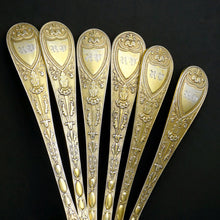 Load image into Gallery viewer, Antique French Sterling Silver Gilt Vermeil Tea Spoon Set, Teaspoons
