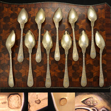 Load image into Gallery viewer, Antique French Sterling Silver Gilt Vermeil Tea Spoon Set, Teaspoons
