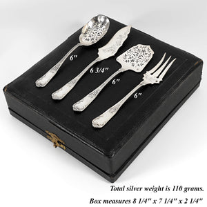 Antique French Sterling Silver 4pc Hors d'Oeuvre Serving Set by Boulenger, Boxed