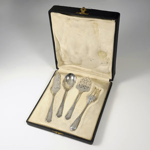 Antique French Sterling Silver 4pc Hors d'Oeuvre Serving Set by Boulenger, Boxed