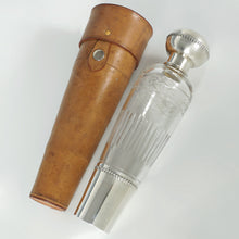 Load image into Gallery viewer, Large Antique French Sterling Silver &amp; Cut Glass Liquor Flask, Fox Hunting / Riding / Field
