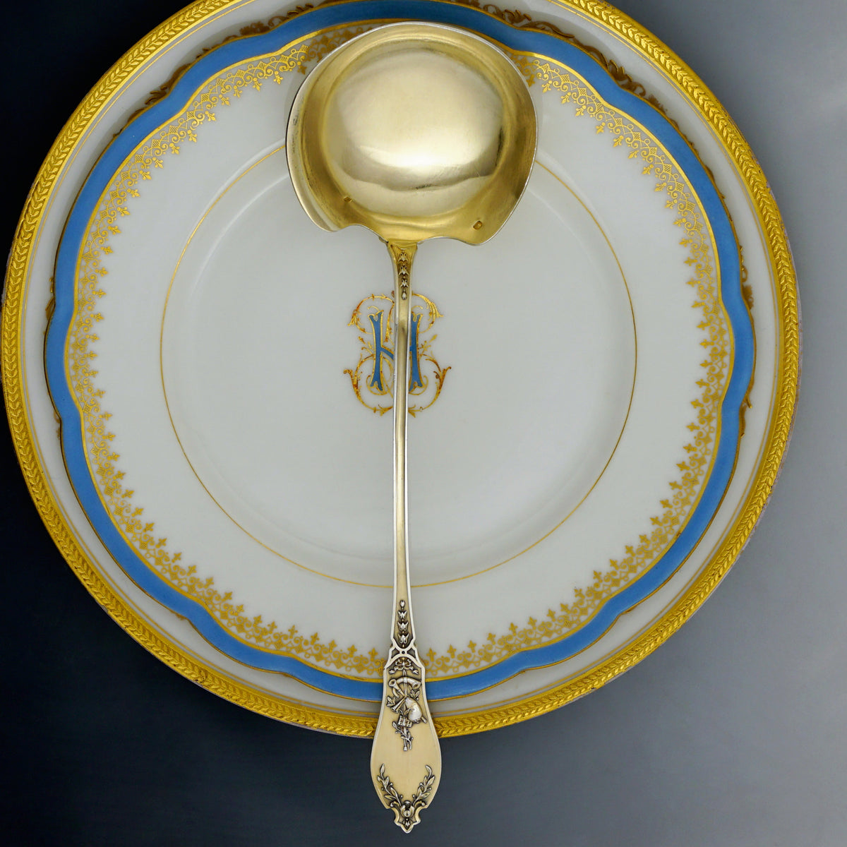 Antique French Sterling Silver Cream Sauce Ladle Spoon, Musical Instru ...