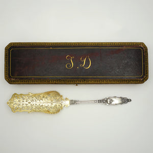 PUIFORCAT Antique French Sterling Silver Gold Vermeil Louis XVI / Acanthe (Acanthus) Dessert / Pie / Cake Server, Boxed