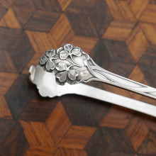 Load image into Gallery viewer, Antique French Sterling Silver Sugar Tongs Art Nouveau Shamrock Pattern
