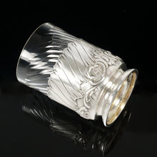 Load image into Gallery viewer, Antique French Sterling Silver Spiral Fluted Cut Glass Tumbler Cup, Rocailles
