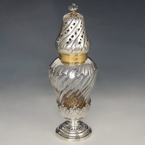 Antique French Sterling Silver & Cut Crystal Sugar Shaker Caster, Muffineer