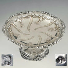 Load image into Gallery viewer, Antique French Sterling Silver Compote Tazza Footed Centerpiece Serving Dish, Rococo Floral Repousse
